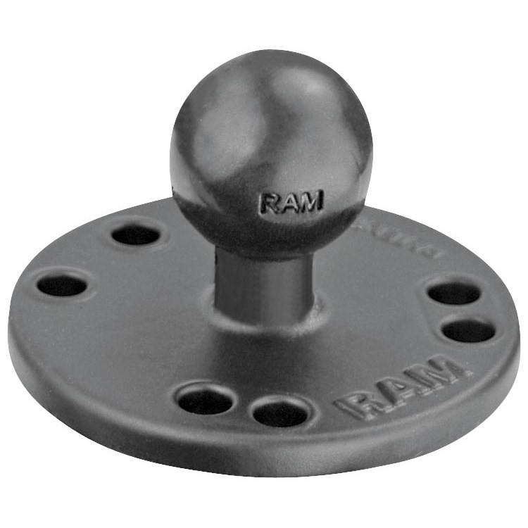 RAM 2.5in. Round Base with the AMPs Hole Pattern & 1in. Ball BALL W/ADAPTER AMPS HOLE 