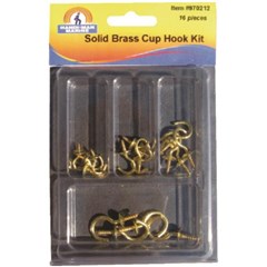 Assorted 16 Piece Brass Cup Hook Kit