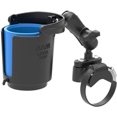 Ram Handlebar Rail Mount With U-Bolt Base Level Cup Drink Holder and Koozie