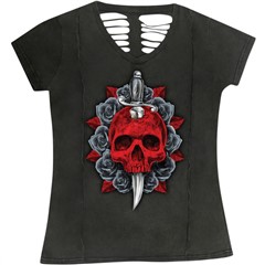 Dagger Skull V-Neck Womens Shirts