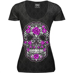 Skull of Flowers Womens T-Shirt