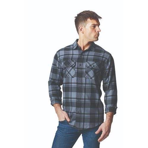 Flannel Shirt SHT, FLANNEL GRY/BLK MS