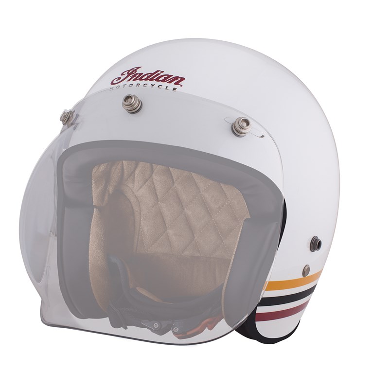 Open Face Retro Helmet with Stripes, White