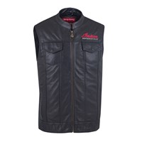 Men's Casual Zip-Up Outsider Leather Vest, Black