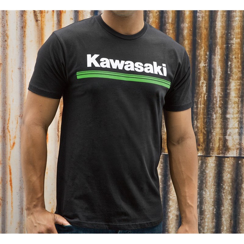 Kawasaki 3 Green Lines Logo Raglan Baseball Style T-Shirt K009-2543-GY