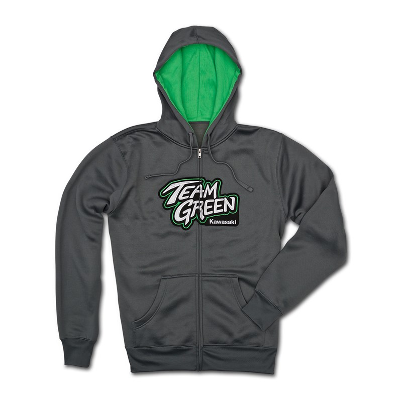 Team Green Zip-Front Hooded Sweatshirt | GenuineKawasakiParts.com