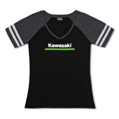 Women's Kawasaki 3 Green Lines V-Neck Athletic Tee