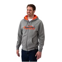 Men’s Full-Zip Hoodie Sweatshirt with RZR® Logo, Gray/Orange