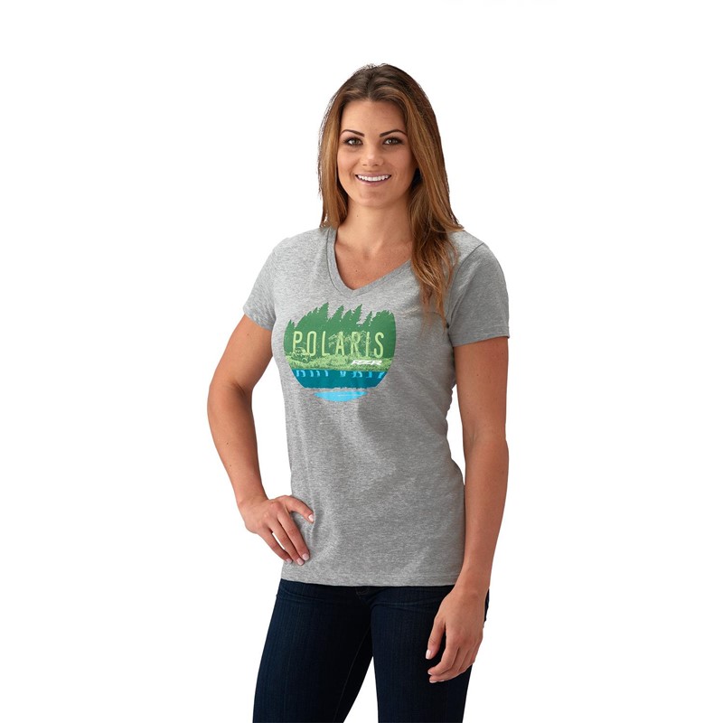 Women’s V-Neck Trail Graphic T-Shirt with Polaris® Logo Women’s V-Neck Trail Graphic T-Shirt with Polaris® Logo