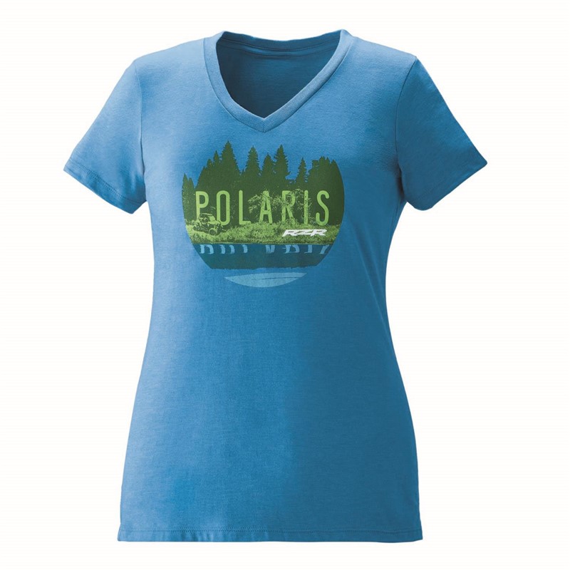 Women’s V-Neck Trail Graphic T-Shirt with Polaris® Logo Women’s V-Neck Trail Graphic T-Shirt with Polaris® Logo