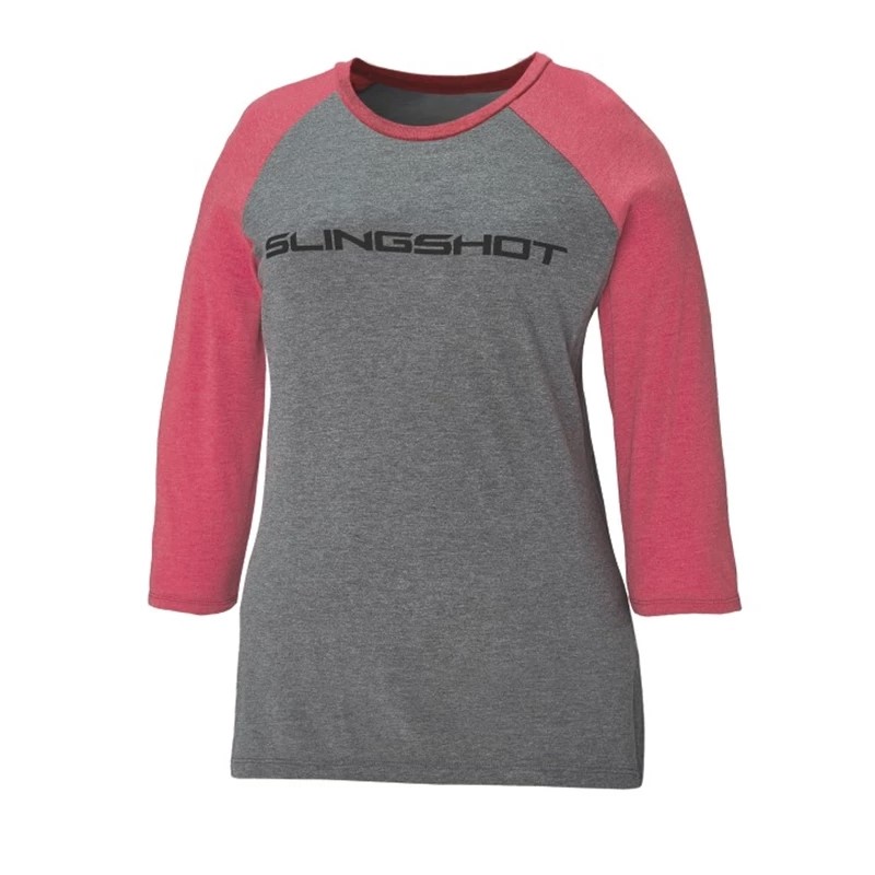 Woman's 3/4 Baseball Sling T-Shirt, Gray & Red