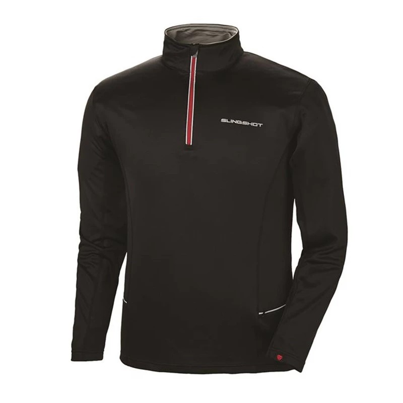 Men's Long-Sleeve Poly Tech Fleece Quarter-Zip Pullover with Slingshot® Logo, Black