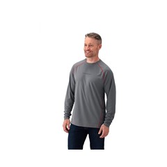Men's Long-Sleeve Mesh Cooling Shirt with Slingshot® Logo, Gray/Red