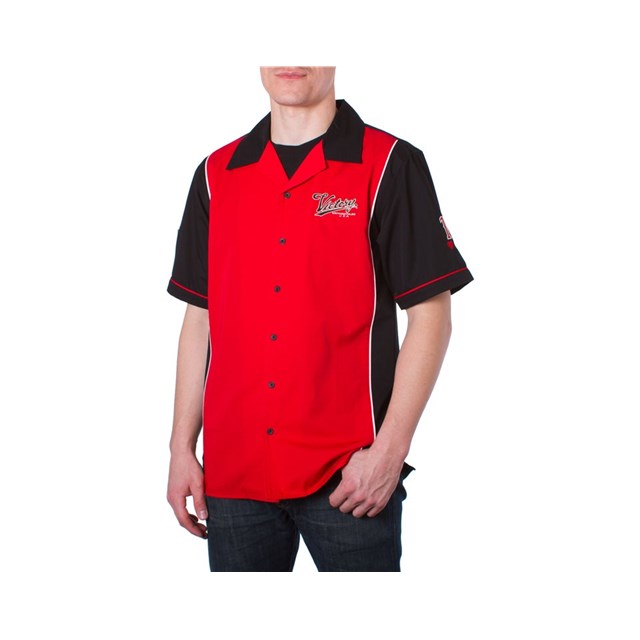 Vintage RED KAP Button up Shirt Indian Motorcycle Victory Sligshort Custom Logo Workwear